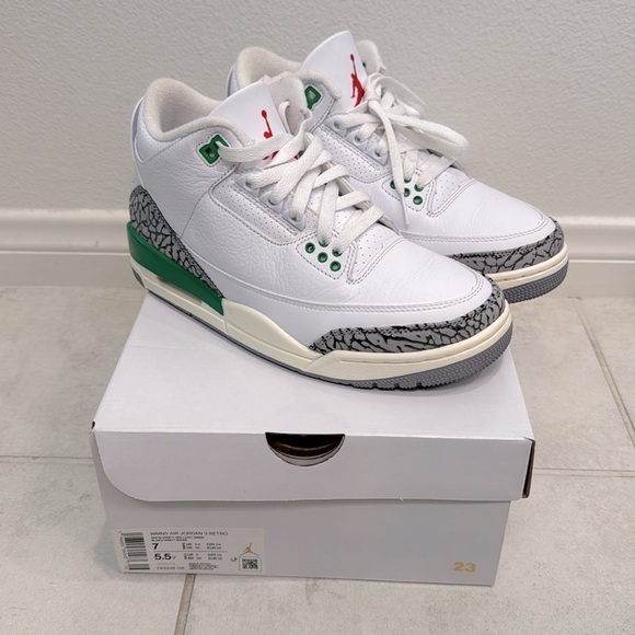 JORDAN 3 LUCKY GREEN Size 7w / 5.5m - Picture 3 of 7
